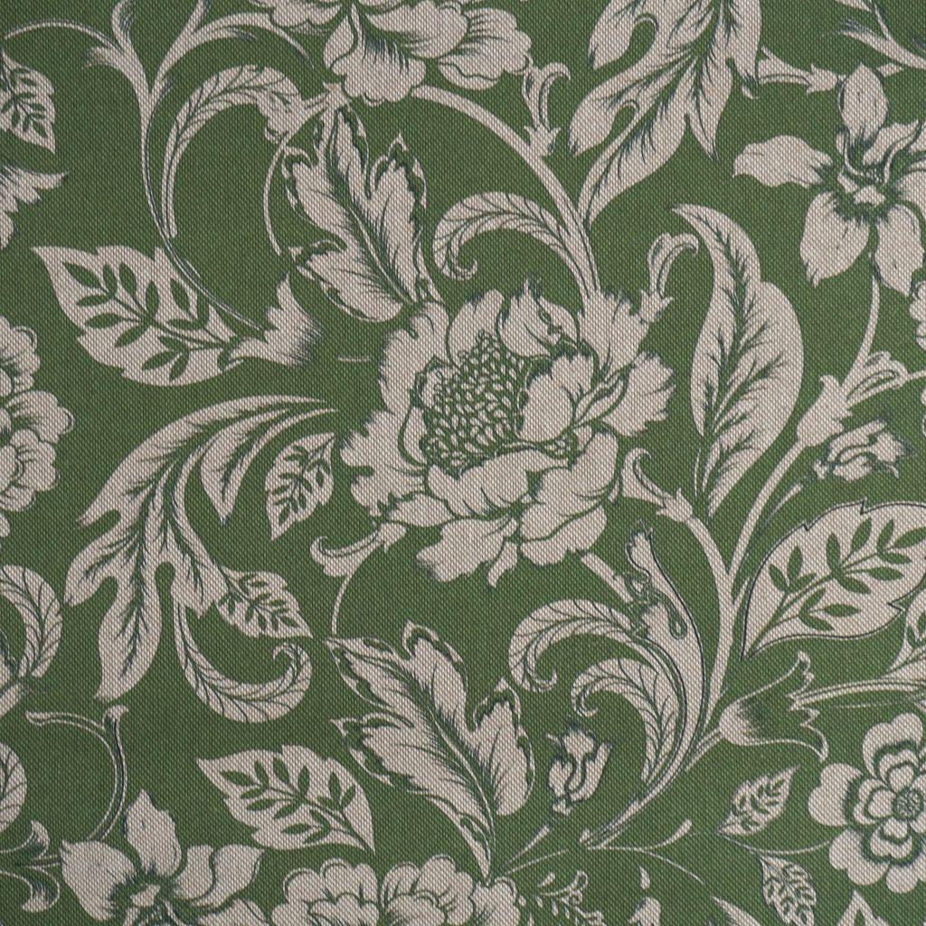 Dekostoff Mischgewebe Blütenranken grün beige